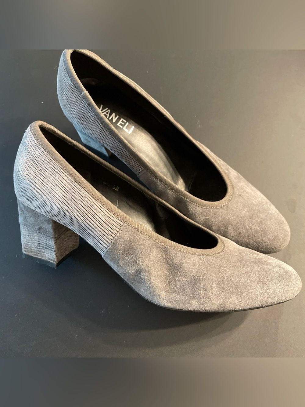 VANELI Vintage Inspired Block Heel Pumps Size8 Gray Retro 60s Workwear Old Money
